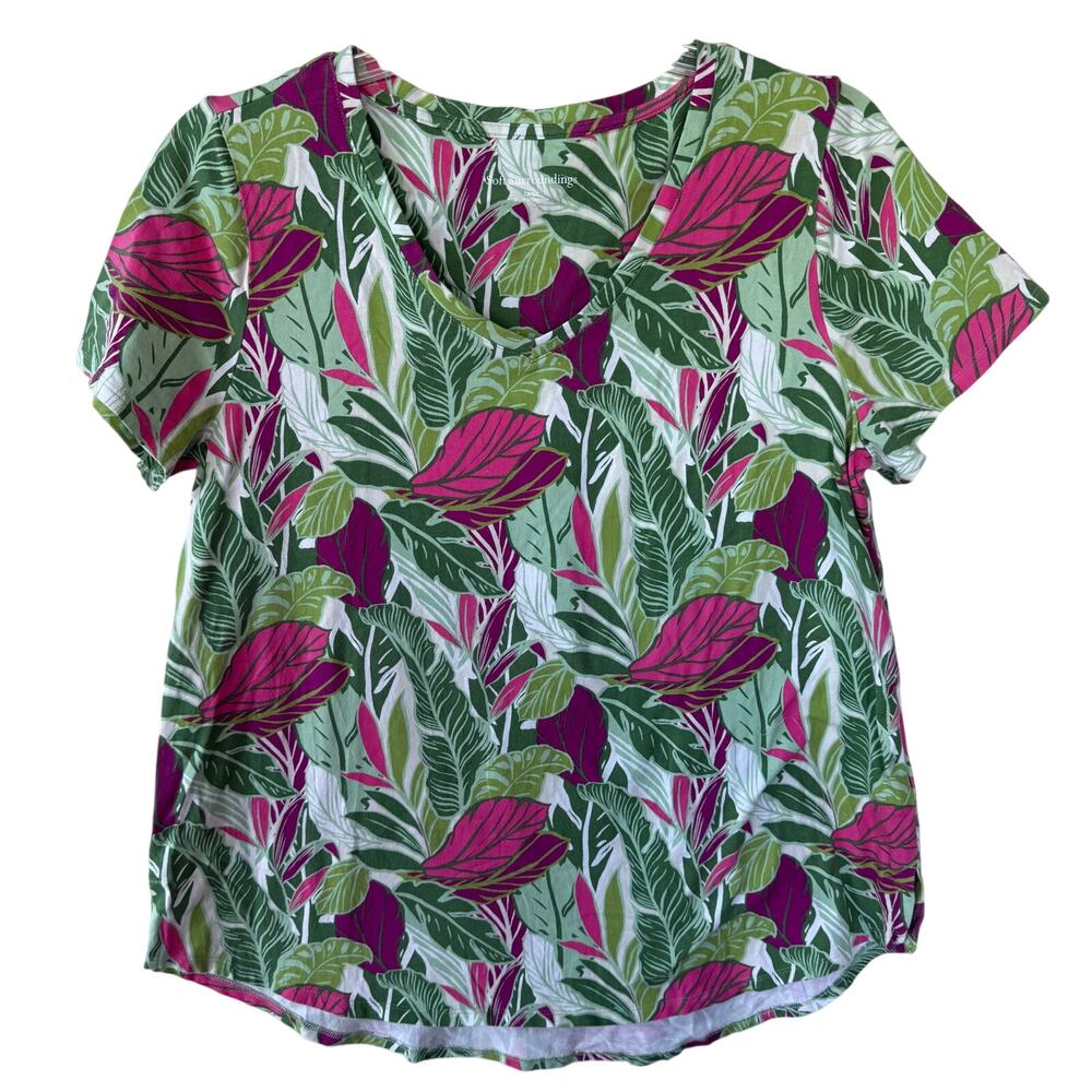 Soft Surroundings Size L T-Shirt floral tropical